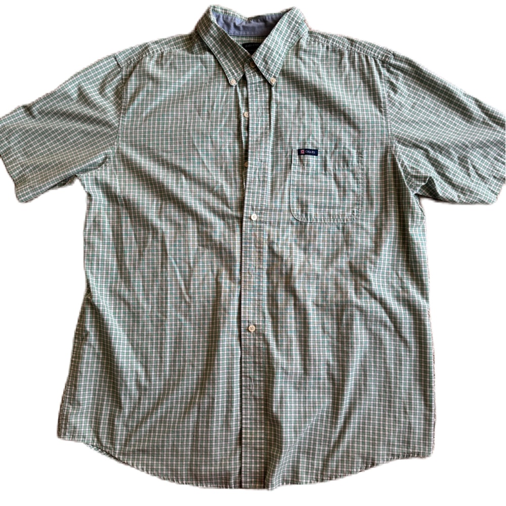 Chaps XL Light Green Plaid short sleeve Shirt